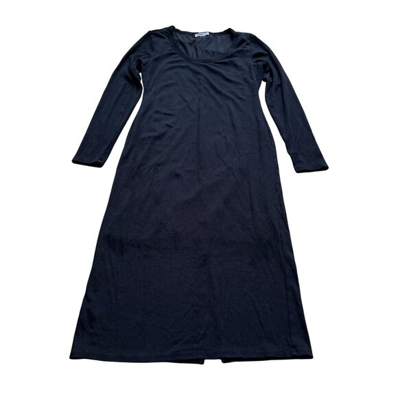 Marine Layer Size M Black Lexi Rib Long Sleeve Scoop Neck Midi Bodycon Dress - Picture 2 of 16